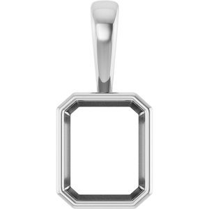 10K X1 White Gold 10x8 mm Emerald Charm/Pendant Mounting – image 2