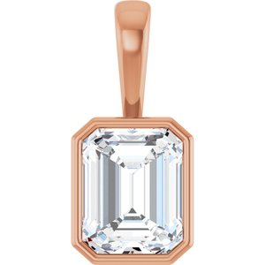 14K Rose Gold 10x8 mm Emerald Charm/Pendant Mounting