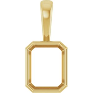 10K Yellow Gold 10x8 mm Emerald Charm/Pendant Mounting – image 2
