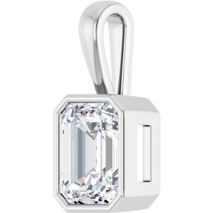 18K X1 White Gold 10x8 mm Emerald Charm/Pendant Mounting – image 3