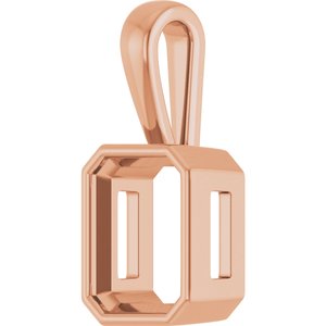 14K Rose Gold 10x8 mm Emerald Charm/Pendant Mounting – image 4