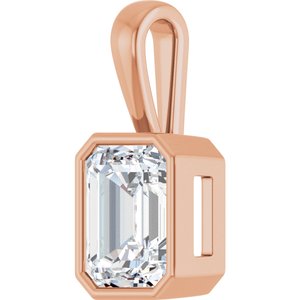 10K Rose Gold 10x8 mm Emerald Charm/Pendant Mounting – image 3