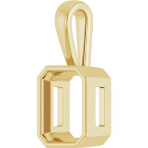 14K Yellow Gold 10x8 mm Emerald Charm/Pendant Mounting – image 4