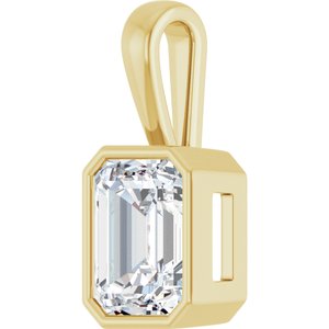 10K Yellow Gold 10x8 mm Emerald Charm/Pendant Mounting – image 3