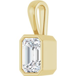 10K Yellow Gold 8x6 mm Emerald Charm/Pendant Mounting – image 3