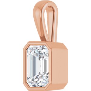 14K Rose Gold 8x6 mm Emerald Charm/Pendant Mounting – image 3