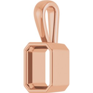 10K Rose Gold 8x6 mm Emerald Charm/Pendant Mounting – image 4