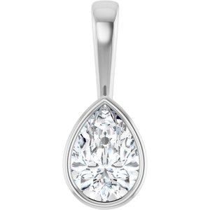 18K White Gold 10x7 mm Pear Charm/Pendant Mounting