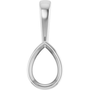 10K White Gold 10x7 mm Pear Charm/Pendant Mounting – image 2
