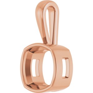 18K Rose Gold 12x12 mm Cushion Charm/Pendant Mounting – image 4