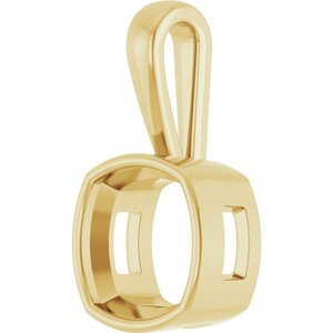 18K Yellow Gold 12x12 mm Cushion Charm/Pendant Mounting – image 4