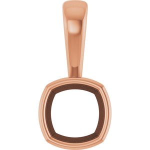18K Rose Gold 6x6 mm Cushion Charm/Pendant Mounting – image 2