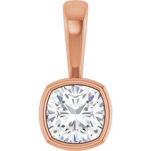10K Rose Gold 6x6 mm Cushion Charm/Pendant Mounting