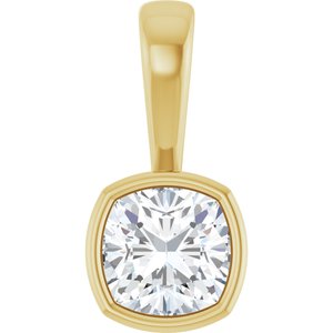 18K Yellow Gold 6x6 mm Cushion Charm/Pendant Mounting