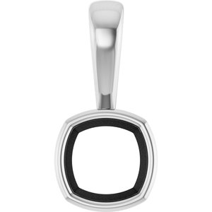 10K White Gold 6x6 mm Cushion Charm/Pendant Mounting – image 2