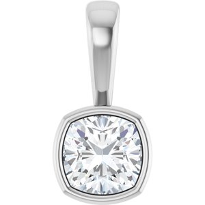 18K White Gold 6x6 mm Cushion Charm/Pendant Mounting