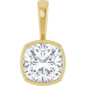 14K Yellow Gold 12x12 mm Cushion Charm/Pendant Mounting