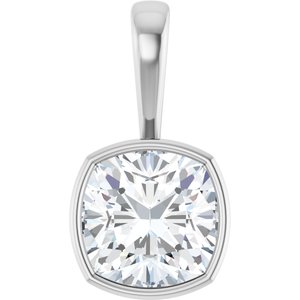 18K X1 White Gold 12x12 mm Cushion Charm/Pendant Mounting