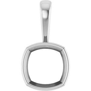 Sterling Silver 12x12 mm Cushion Charm/Pendant Mounting – image 2