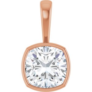 18K Rose Gold 12x12 mm Cushion Charm/Pendant Mounting