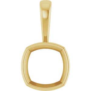 18K Yellow Gold 12x12 mm Cushion Charm/Pendant Mounting – image 2