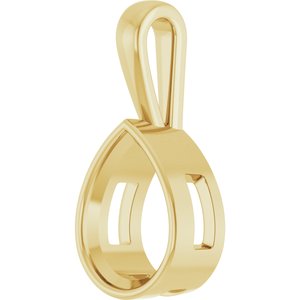 14K Yellow Gold 16x12 mm Pear Charm/Pendant Mounting – image 4
