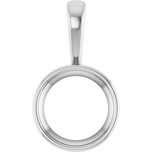 18K Palladium White Gold 15 mm Round Charm/Pendant Mounting – image 2