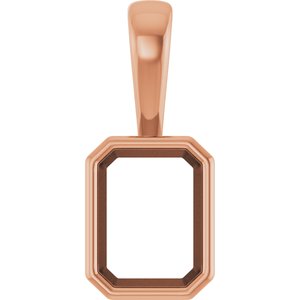 10K Rose Gold 8x6 mm Emerald Charm/Pendant Mounting – image 2
