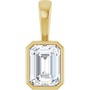 14K Yellow Gold 8x6 mm Emerald Charm/Pendant Mounting