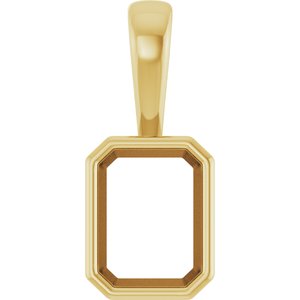 10K Yellow Gold 8x6 mm Emerald Charm/Pendant Mounting – image 2