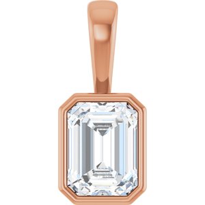 10K Rose Gold 8x6 mm Emerald Charm/Pendant Mounting