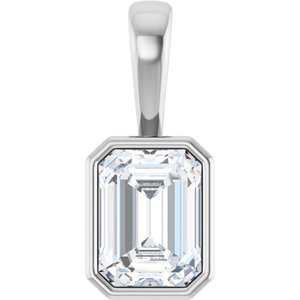 14K White Gold 8x6 mm Emerald Charm/Pendant Mounting