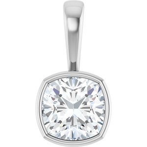 18K Palladium White Gold 9x9 mm Cushion Charm/Pendant Mounting