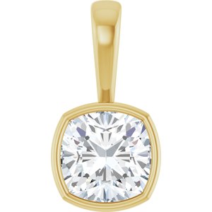 14K Yellow Gold 9x9 mm Cushion Charm/Pendant Mounting