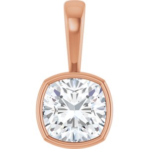 10K Rose Gold 9x9 mm Cushion Charm/Pendant Mounting