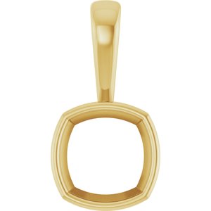 18K Yellow Gold 9x9 mm Cushion Charm/Pendant Mounting – image 2