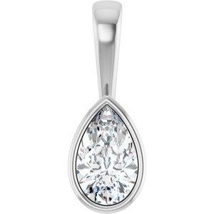 14K White Gold 9x5.5 mm Pear Charm/Pendant Mounting