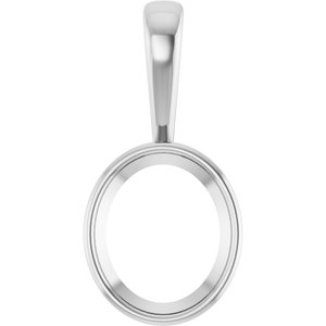 10K White Gold 13x11 mm Oval Charm/Pendant Mounting – image 2