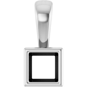 18K Palladium White Gold 3.5x3.5 mm Square Charm/Pendant Mounting – image 2