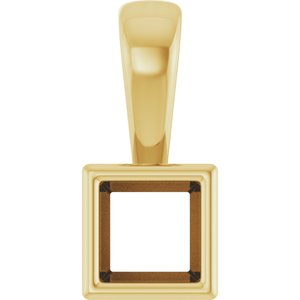 14K Yellow Gold 3.5x3.5 mm Square Charm/Pendant Mounting – image 2