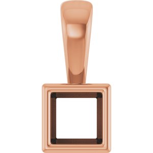 14K Rose Gold 3.5x3.5 mm Square Charm/Pendant Mounting – image 2