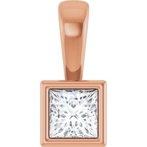 14K Rose Gold 3.5x3.5 mm Square Charm/Pendant Mounting