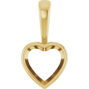 18K Yellow Gold 10x10 mm Heart Charm/Pendant Mounting – image 2