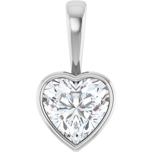 14K White Gold 10x10 mm Heart Charm/Pendant Mounting