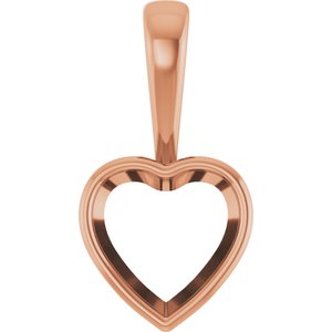 10K Rose Gold 10x10 mm Heart Charm/Pendant Mounting – image 2