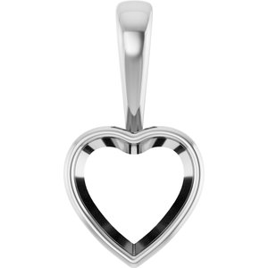 18K Palladium White Gold 10x10 mm Heart Charm/Pendant Mounting – image 2