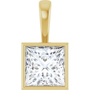 18K Yellow Gold 10x10 mm Square Charm/Pendant Mounting