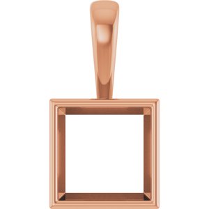 10K Rose Gold 10x10 mm Square Charm/Pendant Mounting – image 2
