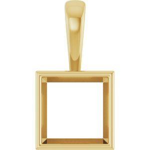 14K Yellow Gold 10x10 mm Square Charm/Pendant Mounting – image 2