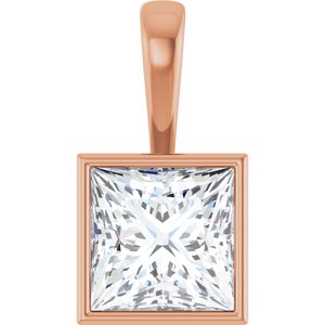18K Rose Gold 10x10 mm Square Charm/Pendant Mounting